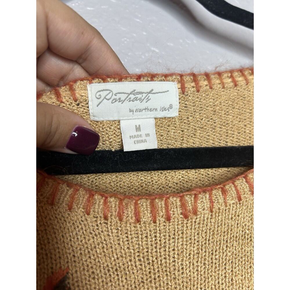 Portraits By Northern Isles Vintage Fall Embroidered Sweater Cottage Core Medium - Picture 2 of 7
